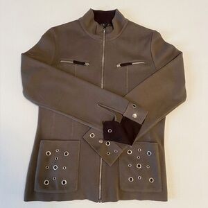 Clorinda Wool Blend zip up Jacket with Silver Accent Italian size Medium
